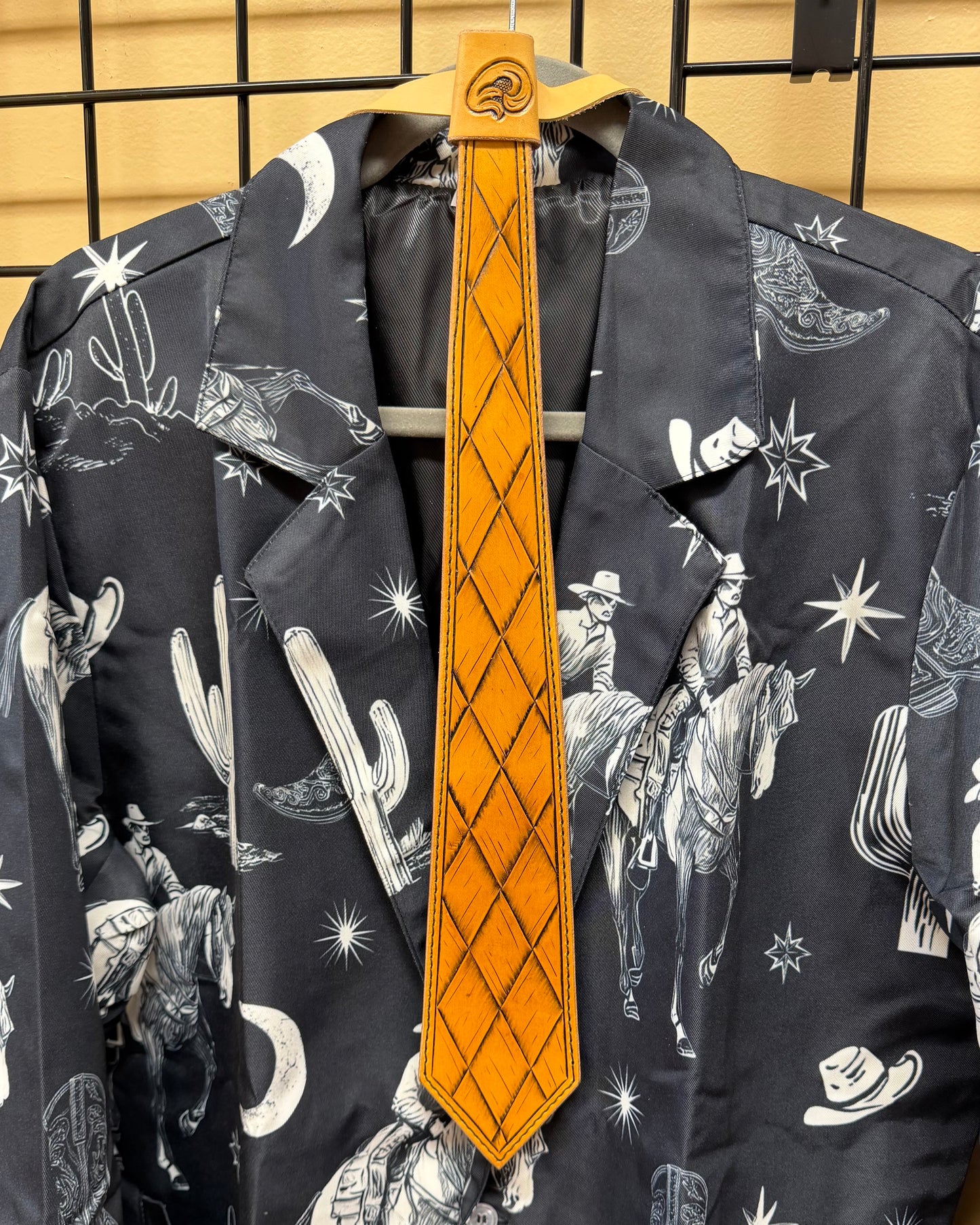 Diamond Leather Necktie