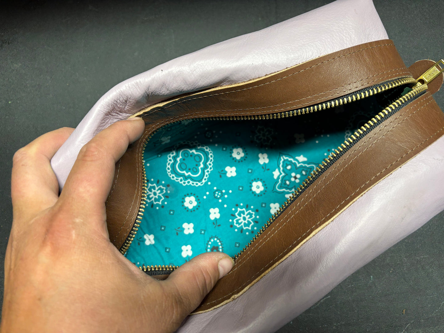 Lavender Boot Stitch Dopp Kit