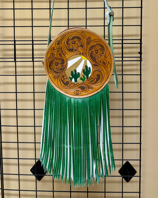 Cactus and Green Fringe Round Purse