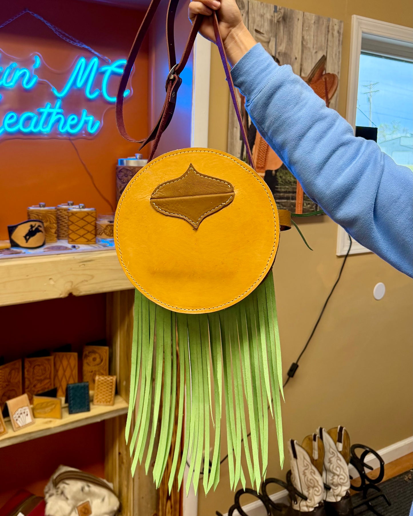 Cactus and Green Fringe Round Purse