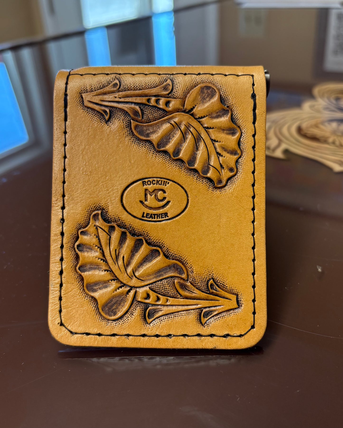 Floral & Leaf Money Clip Wallet
