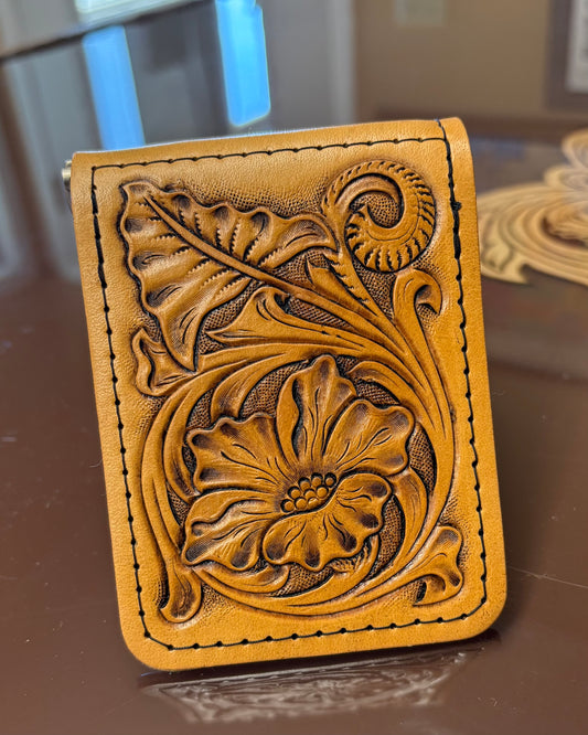 Floral & Leaf Money Clip Wallet