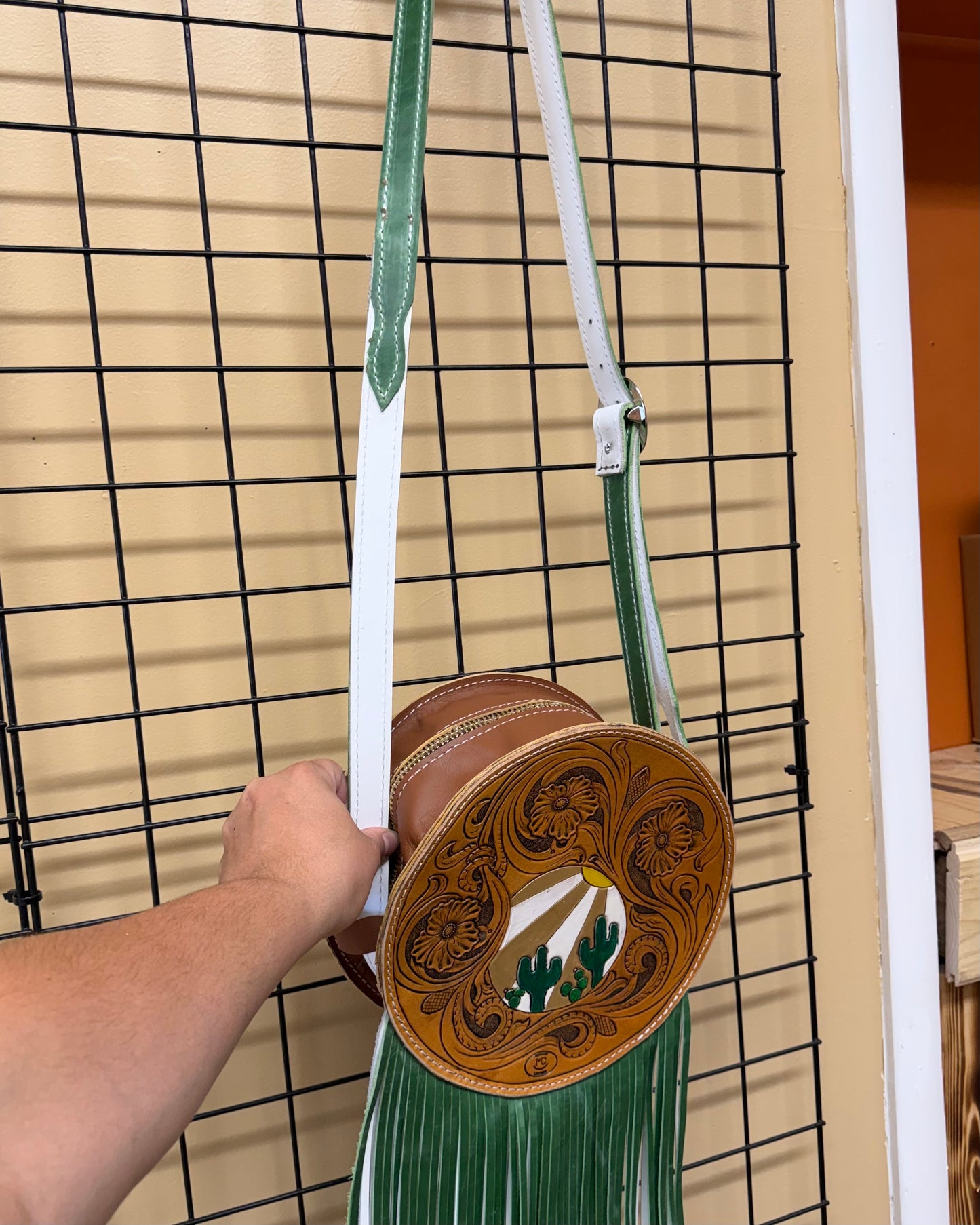 Cactus and Green Fringe Round Purse