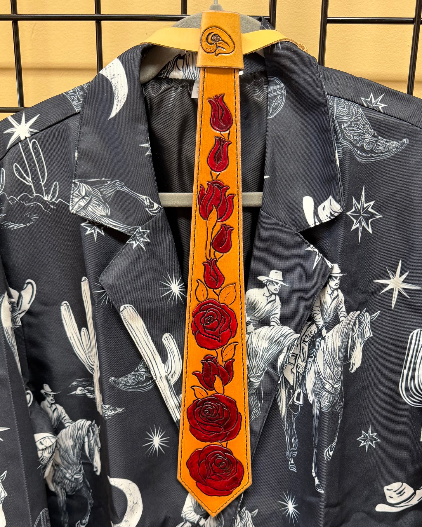 Red Roses Leather Necktie
