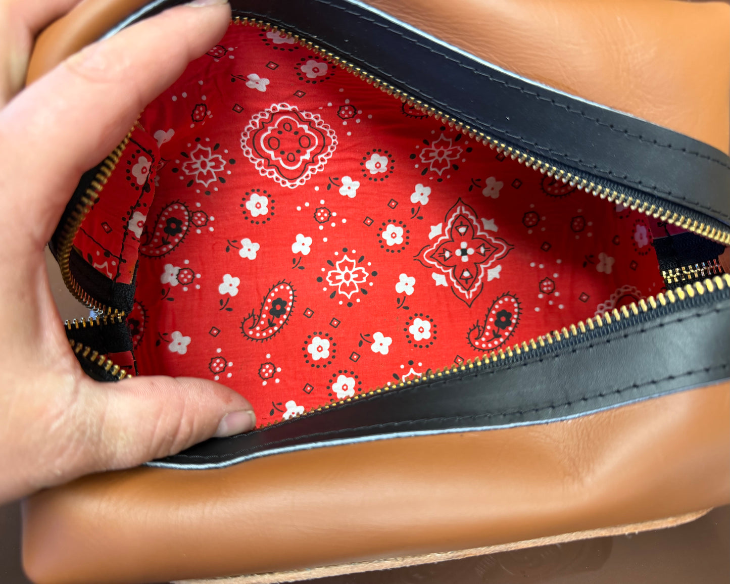 Carved Floral Patch Dopp Kit