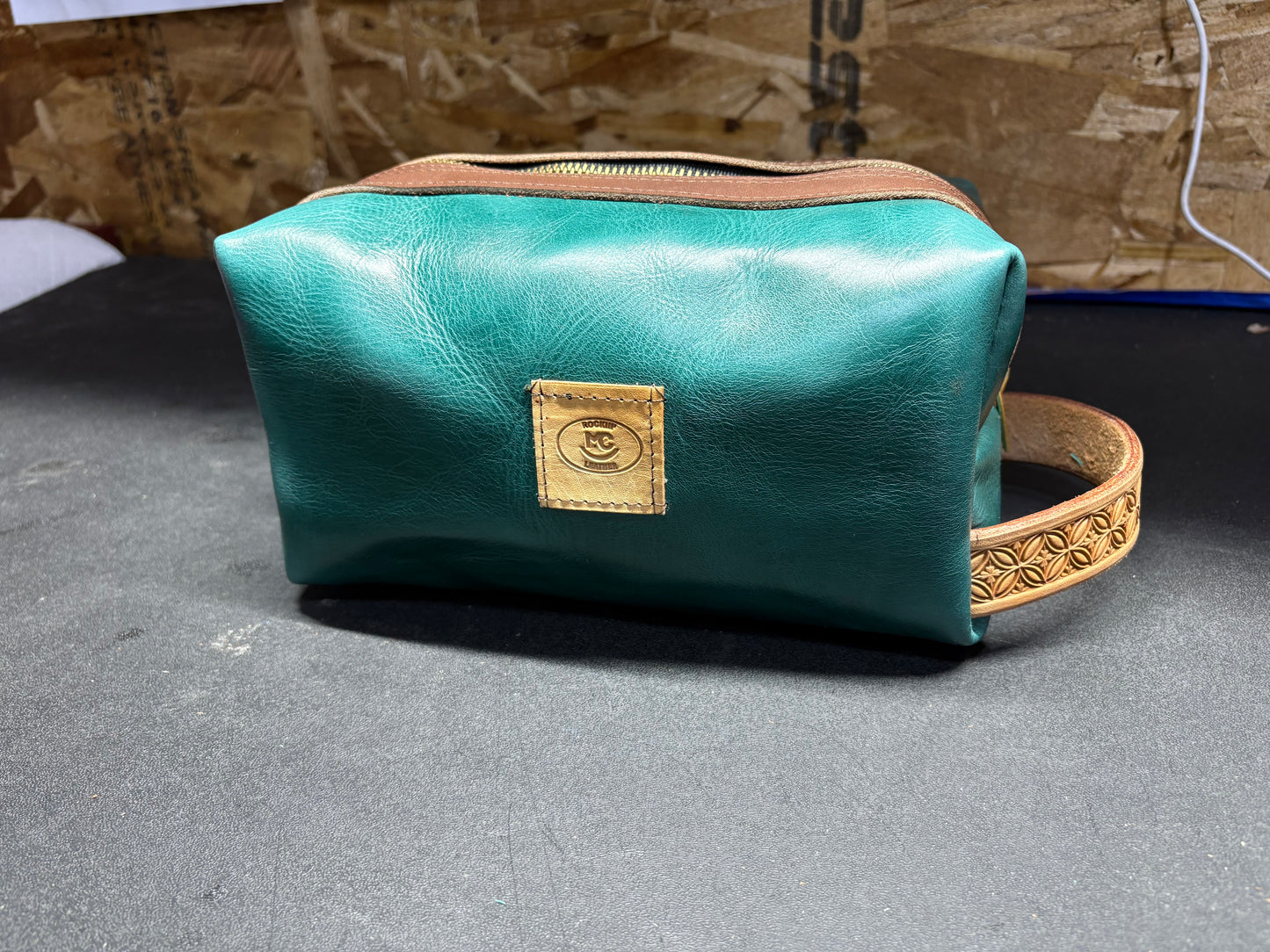 Teal Boot Stitch Dopp Kit