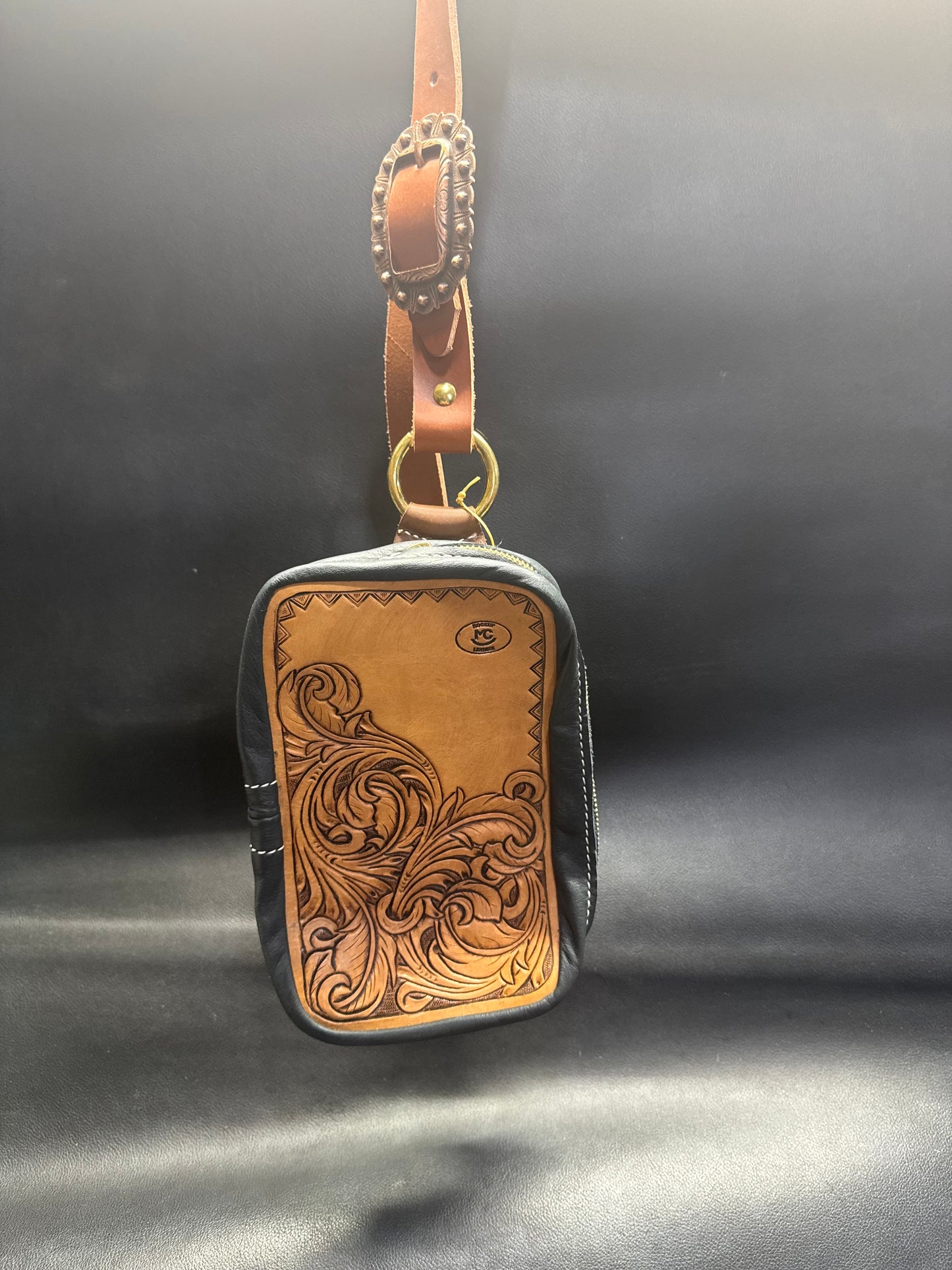 Tooled Feather Crossbody Purse