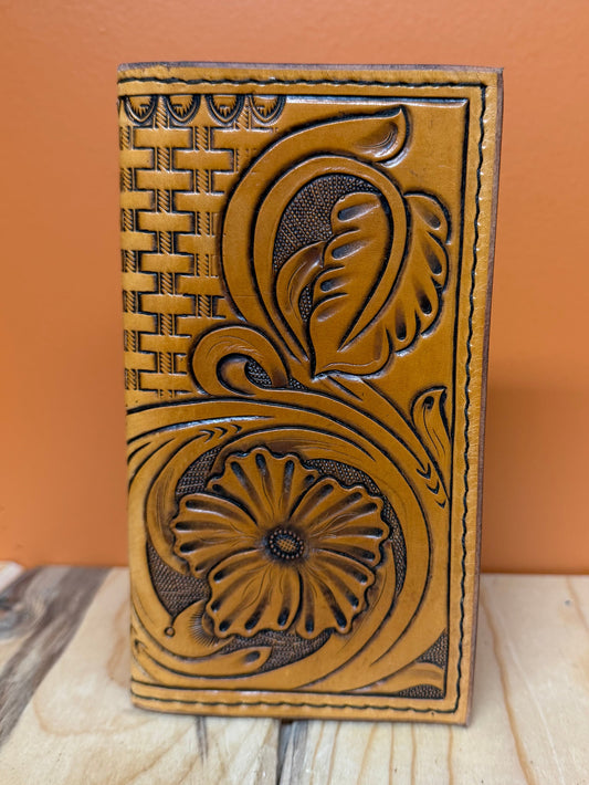 Floral and Basketweave Roper Wallet