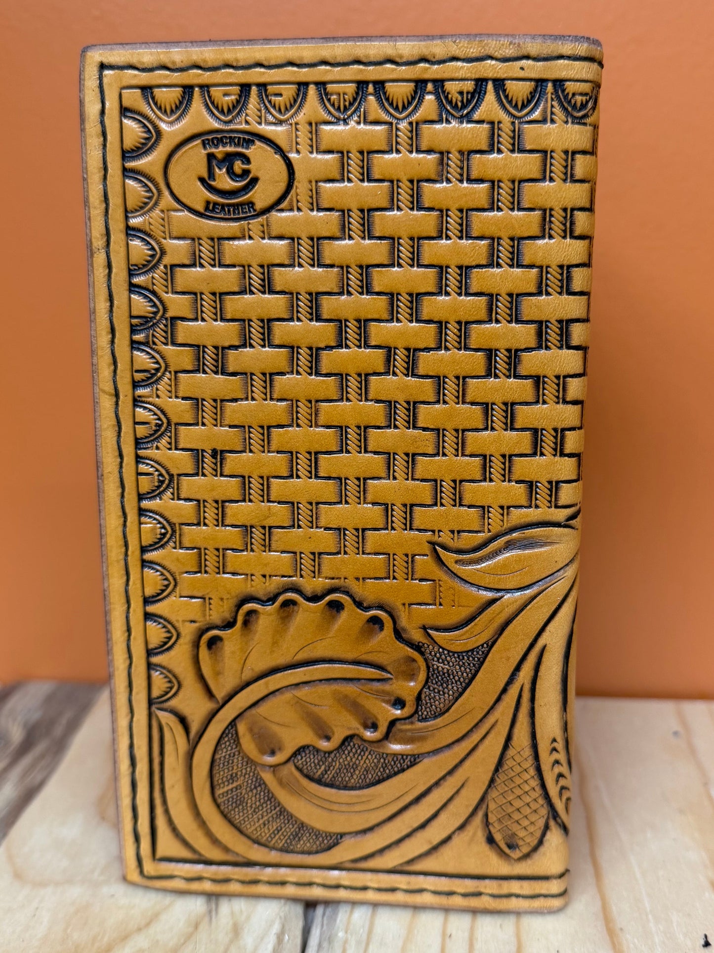 Floral and Basketweave Roper Wallet