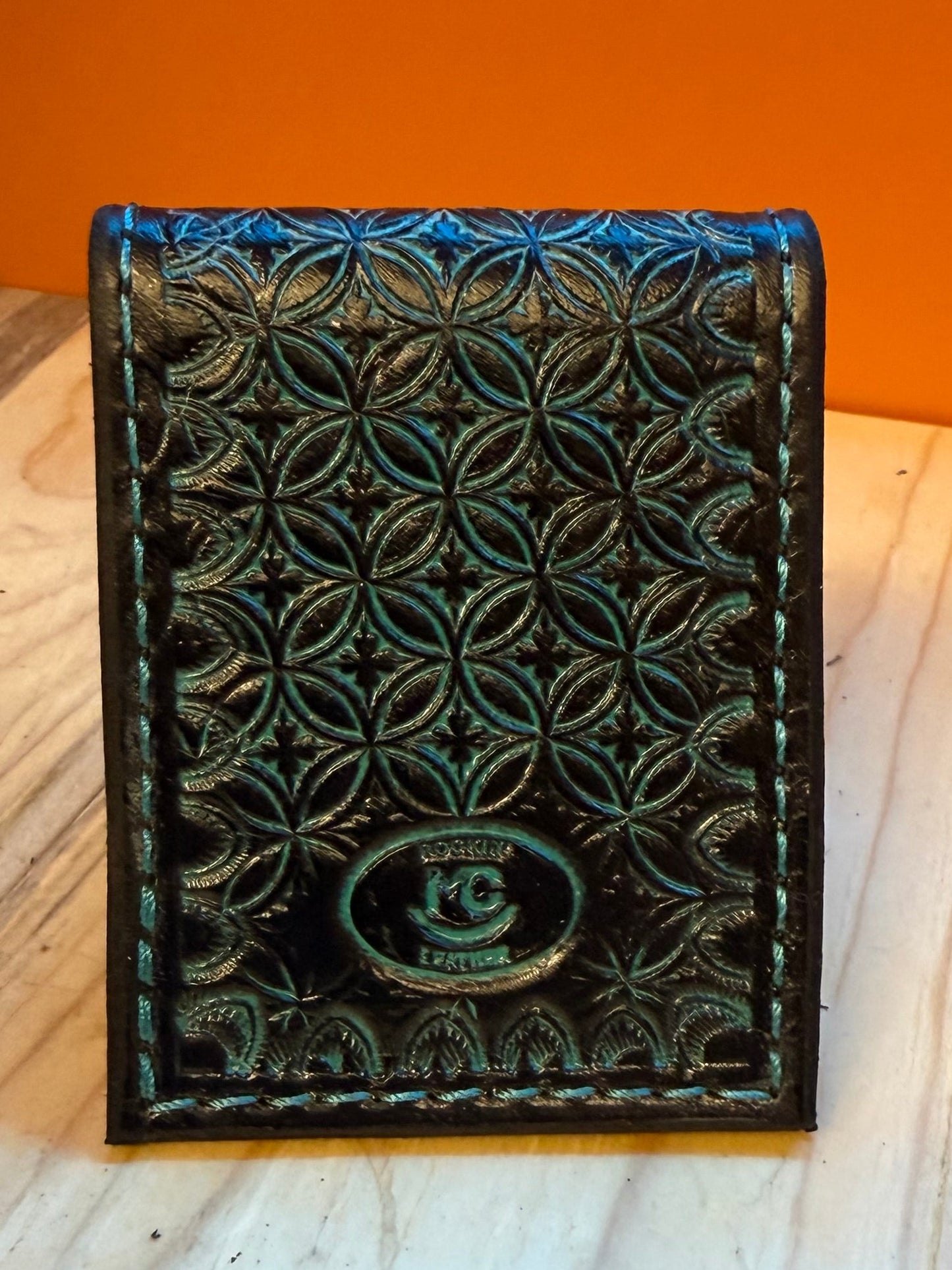 Black & Turquoise Geometric Money Clip Wallet