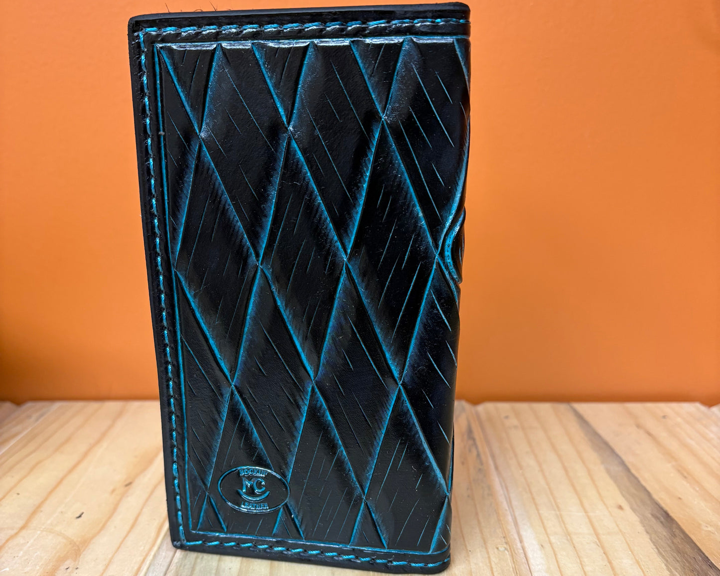 Black and Turquoise Floral Roper Wallet